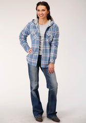 Roper Womens Long Sleeve Snap Thermal Lined Flannel Shirt Jacket