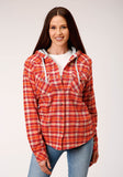 Roper Womens Long Sleeve Snap Thermal Lined Flannel Shirt Jacket