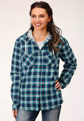 Roper Womens Long Sleeve Snap Thermal Lined Flannel Shirt Jacket