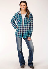 Roper Womens Long Sleeve Snap Thermal Lined Flannel Shirt Jacket - Roper