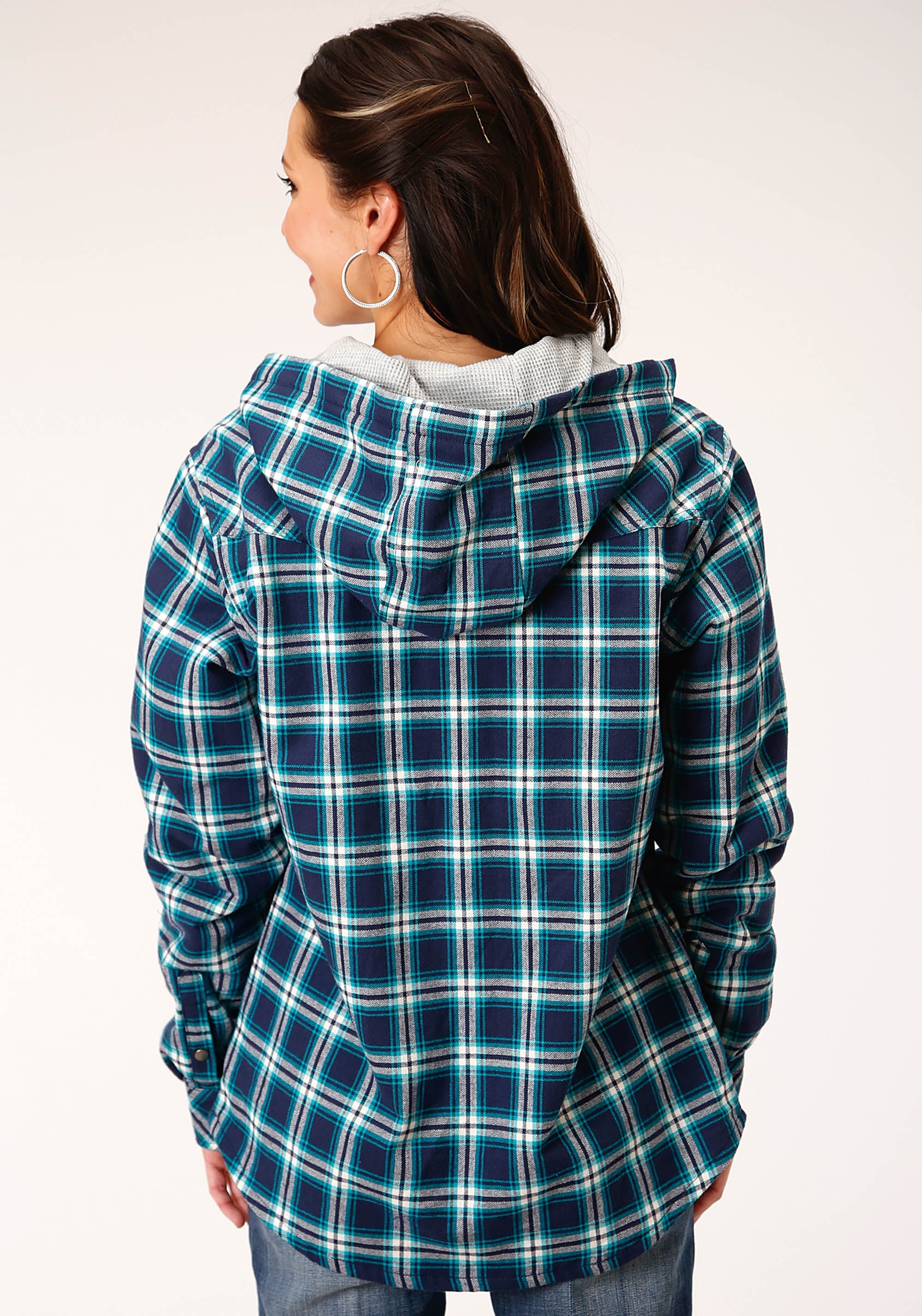 Roper Womens Long Sleeve Snap Thermal Lined Flannel Shirt Jacket - Flyclothing LLC