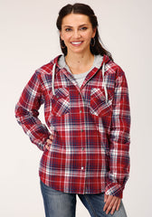 Roper Womens Long Sleeve Snap Thermal Lined Flannel Shirt Jacket