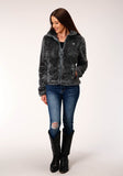 Roper Womens Charcoal Grey 2 Sided Fuzzy Fleece Pullover - Flyclothing LLC