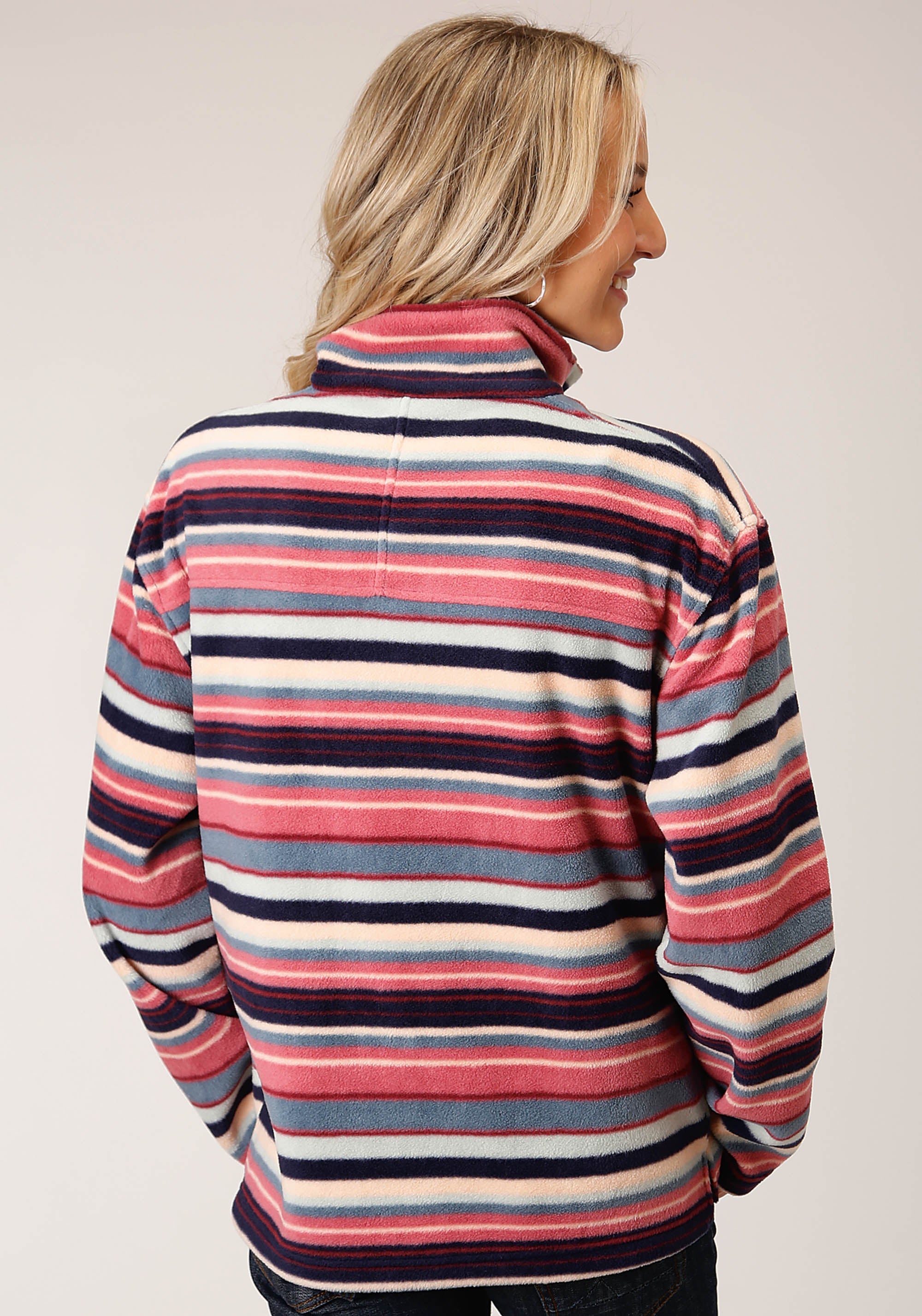 Roper Womens Horizontal Stripe Print Fleece Pullover - Flyclothing LLC