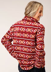 Roper Womens Berry Aztec Print Fleece Pullover