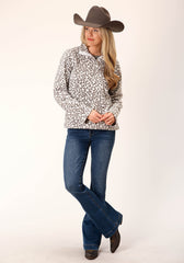 Roper Womens Snow Leopard Print Fleece Pullover - Flyclothing LLC