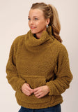 Roper Womens Teddy Bear Brown Polar Fleece Pullover