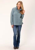 Roper Womens Solid Steel Blue Polar Fleece Pullover - Flyclothing LLC