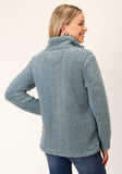 Roper Womens Solid Steel Blue Polar Fleece Pullover - Flyclothing LLC