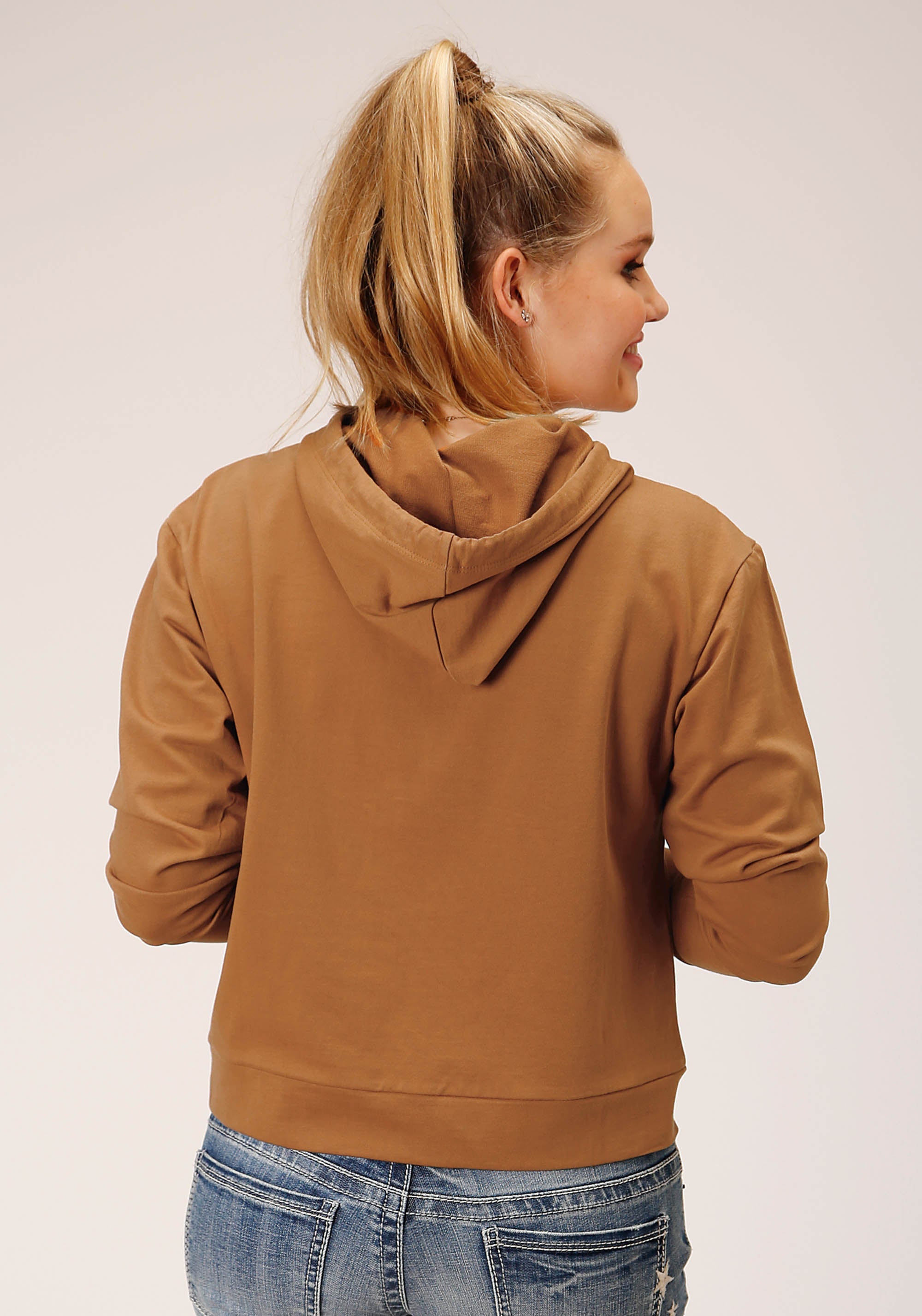 Roper Womens Knit Tabacco Brown French Terry Hoodie Sweatshirt - Flyclothing LLC