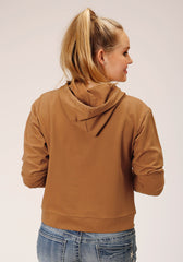 Roper Womens Knit Tabacco Brown French Terry Hoodie Sweatshirt - Roper