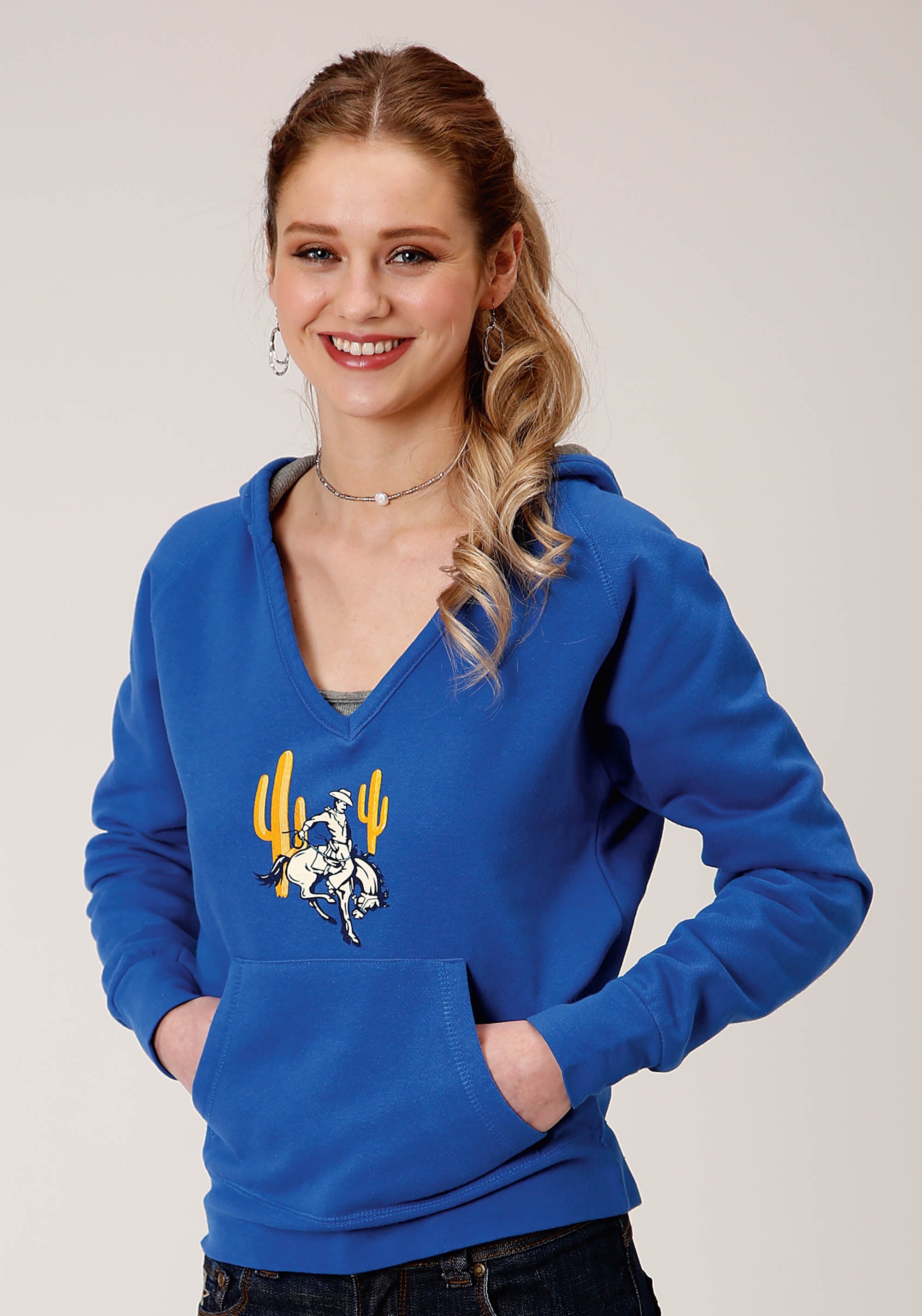 Roper Womens Rider And Cactus Screen Print Hoodie