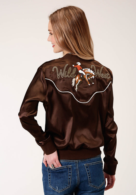 Roper Womens Satin Poly Bomber Jacket - Roper