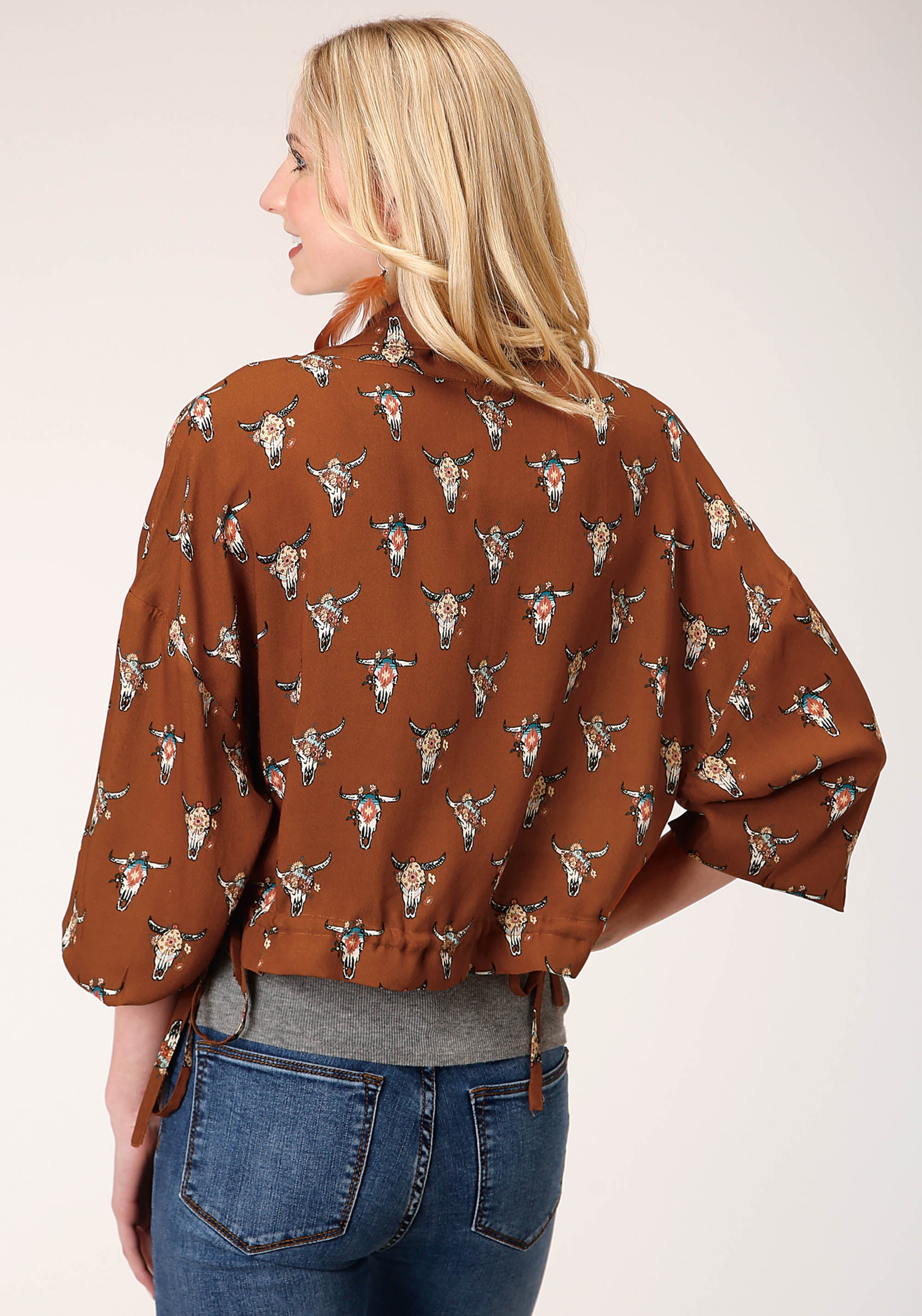 Roper Womens Cowskulls Print Dolman Sleeve Jacket - Roper