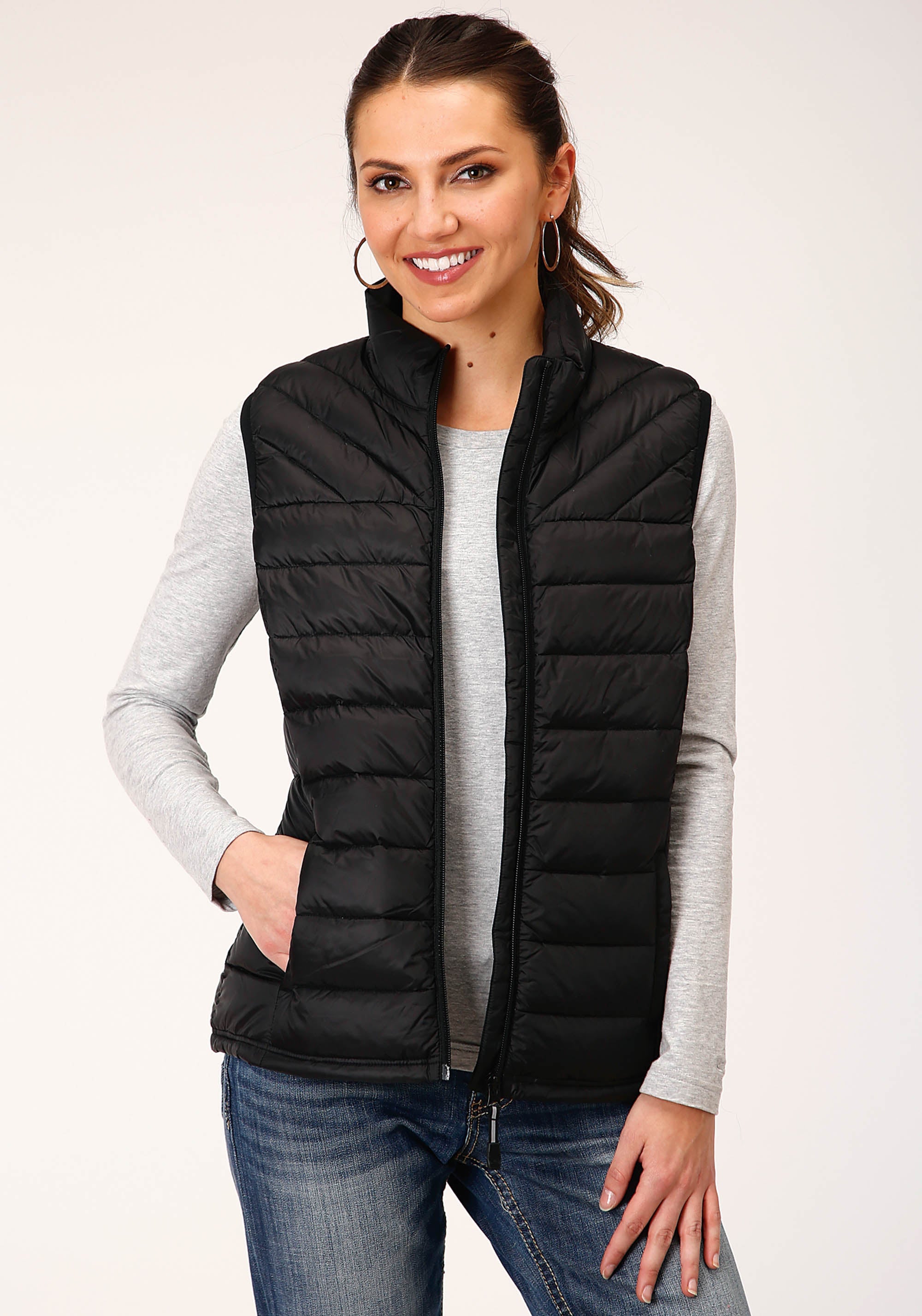 Roper Womens Down Cushable Down Filled Vest Black