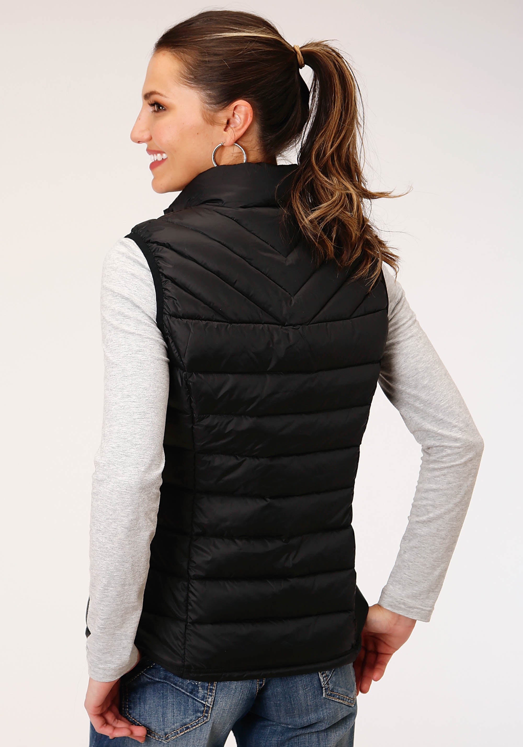 Roper Womens Down Cushable Down Filled Vest Black - Flyclothing LLC