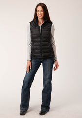 Roper Womens Down Black Nylon Dwn Proof Coated Vest - Flyclothing LLC