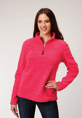 Roper Womens Melange Neon Pink Micro Fleece Pullover