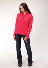 Roper Womens Melange Neon Pink Micro Fleece Pullover - Flyclothing LLC