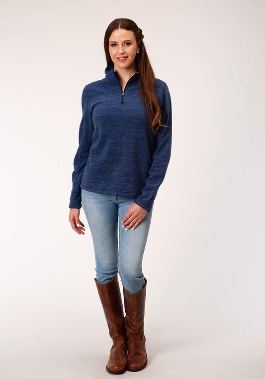 Roper Womens Melange Navy Micro Fleece Pullover - Flyclothing LLC