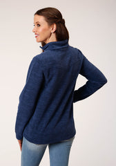 Roper Womens Melange Navy Micro Fleece Pullover - Flyclothing LLC