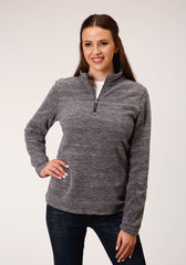 Roper Womens Melange Grey Micro Fleece Pullover