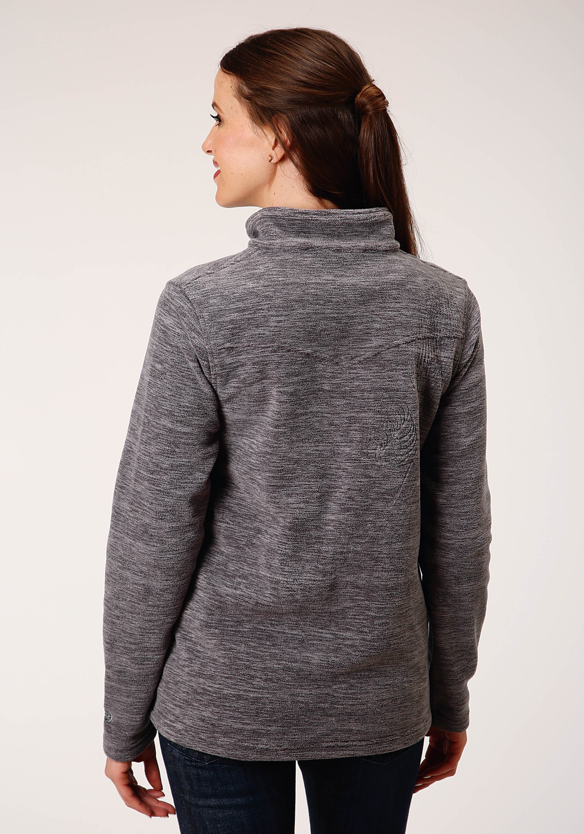 Roper Womens Melange Grey Micro Fleece Pullover - Flyclothing LLC