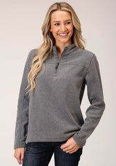 Roper Womens Heathered Charcoal Micro Fleece Pullover