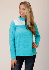 Roper Womens Hthr Turquoise Micro Fleece Pullover