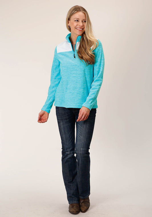 Roper Womens Hthr Turquoise Micro Fleece Pullover - Flyclothing LLC