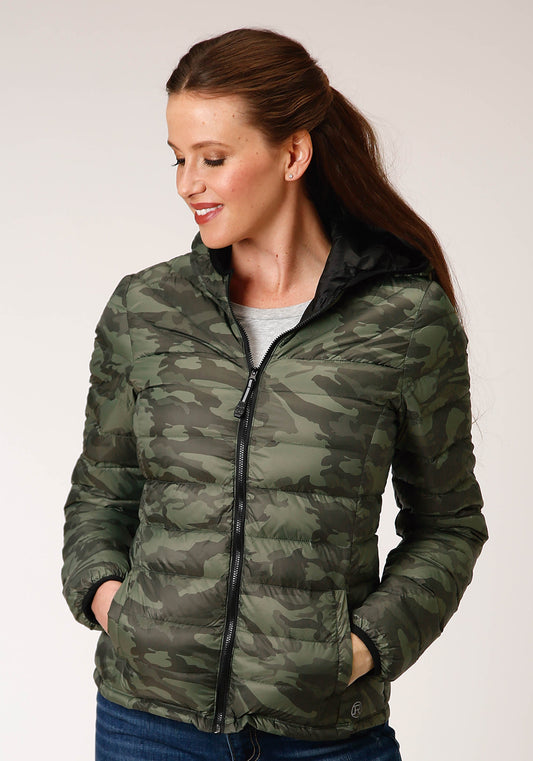 Roper Womens Parachute Camo Hooded Down Jacket