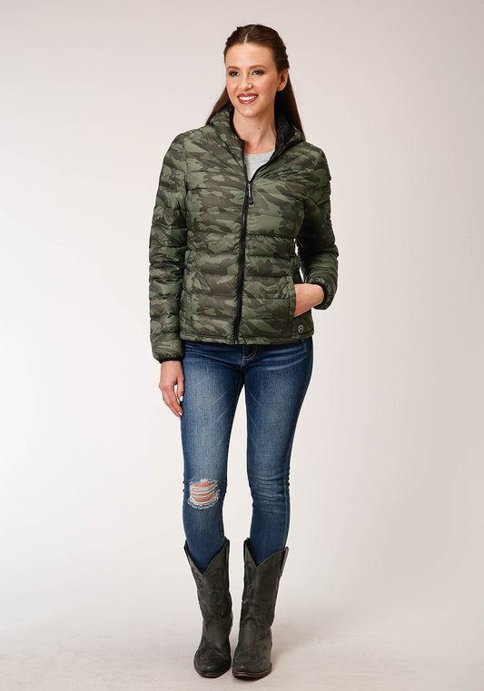 Roper Womens Parachute Camo Hooded Down Jacket - Flyclothing LLC