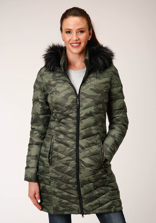 Roper Womens Parachute Camo Long Down Jacket