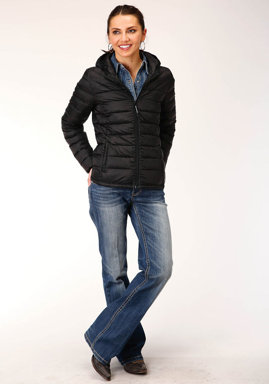 Roper Womens Crushable Hooded Down Jacket Black - Flyclothing LLC