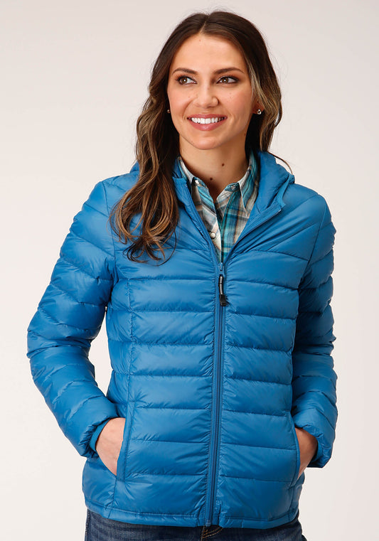 Roper Womens Crushable Hooded Down Jacket Teal