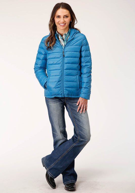 Roper Womens Crushable Hooded Down Jacket Teal - Flyclothing LLC