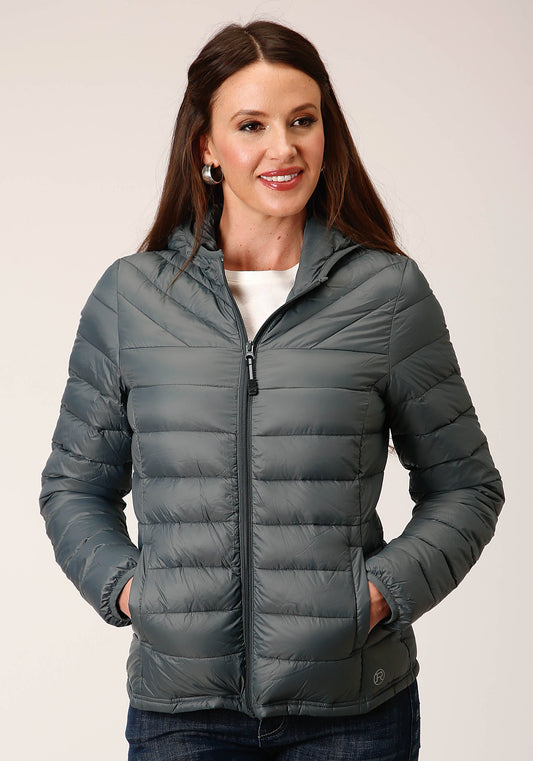 Roper Womens Silver Sage Nylon Down Proof Coated Jacket