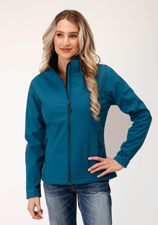 Roper Womens Deep Teal Grid Soft Shell Tech Jacket