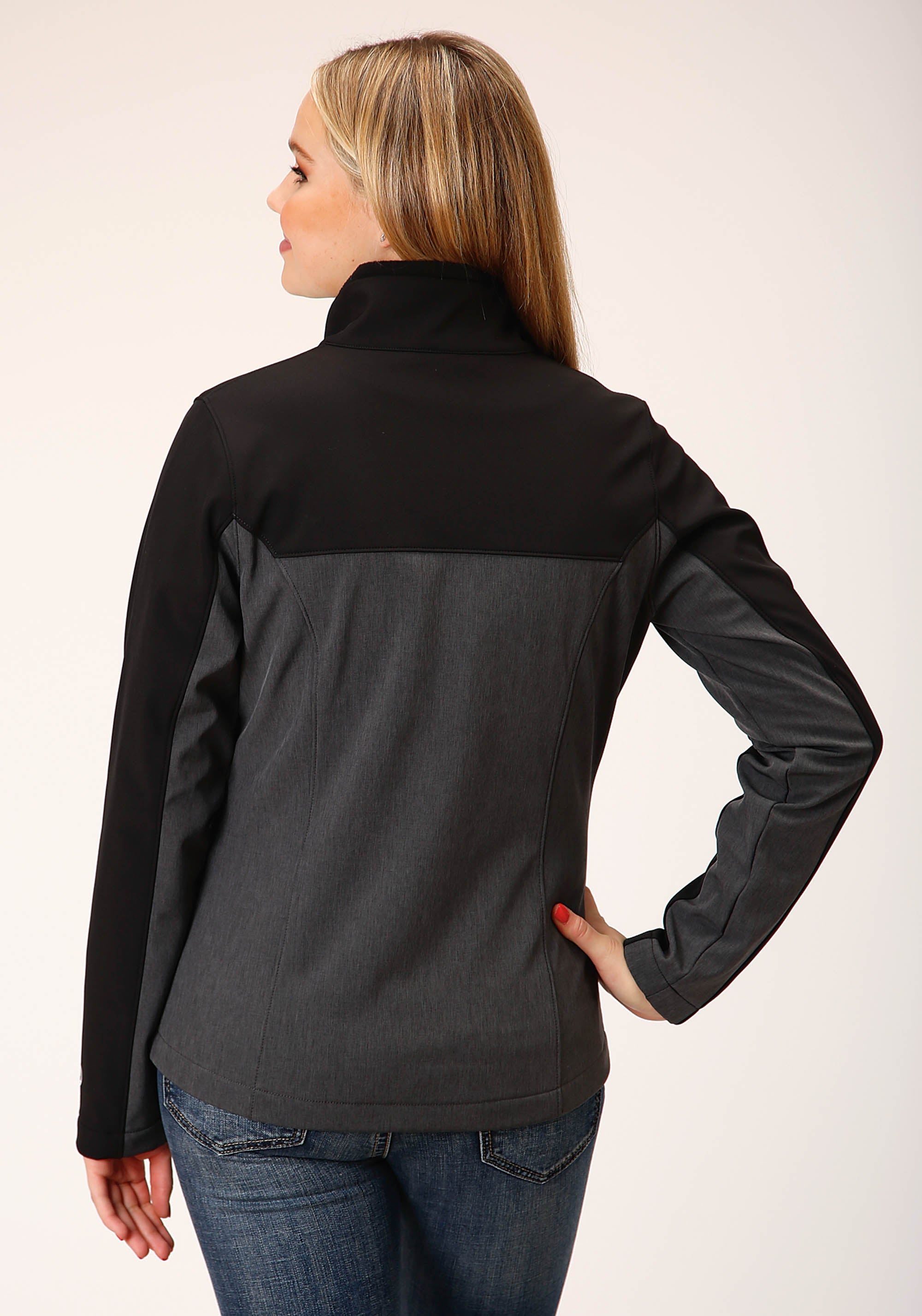 Roper Womens Grey Black Combo Soft Shell Tech Jacket - Flyclothing LLC