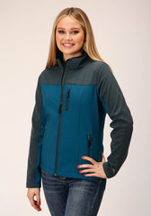 Roper Womens Grey Grey Combo Soft Shell Tech Jacket