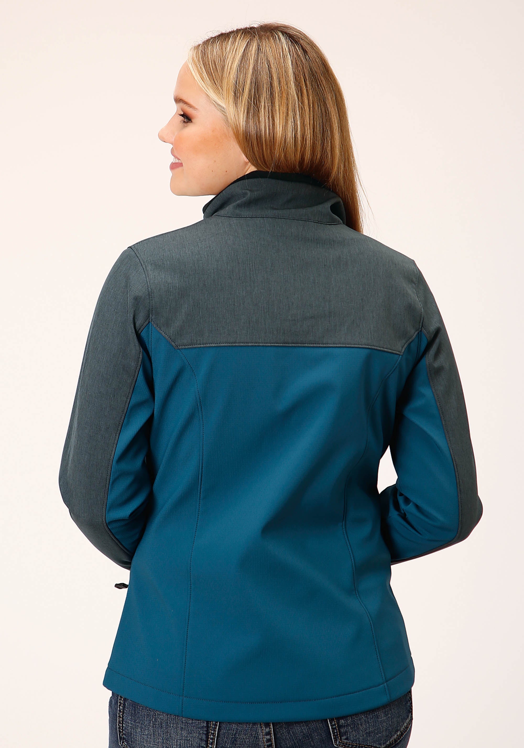 Roper Womens Grey Grey Combo Soft Shell Tech Jacket - Flyclothing LLC