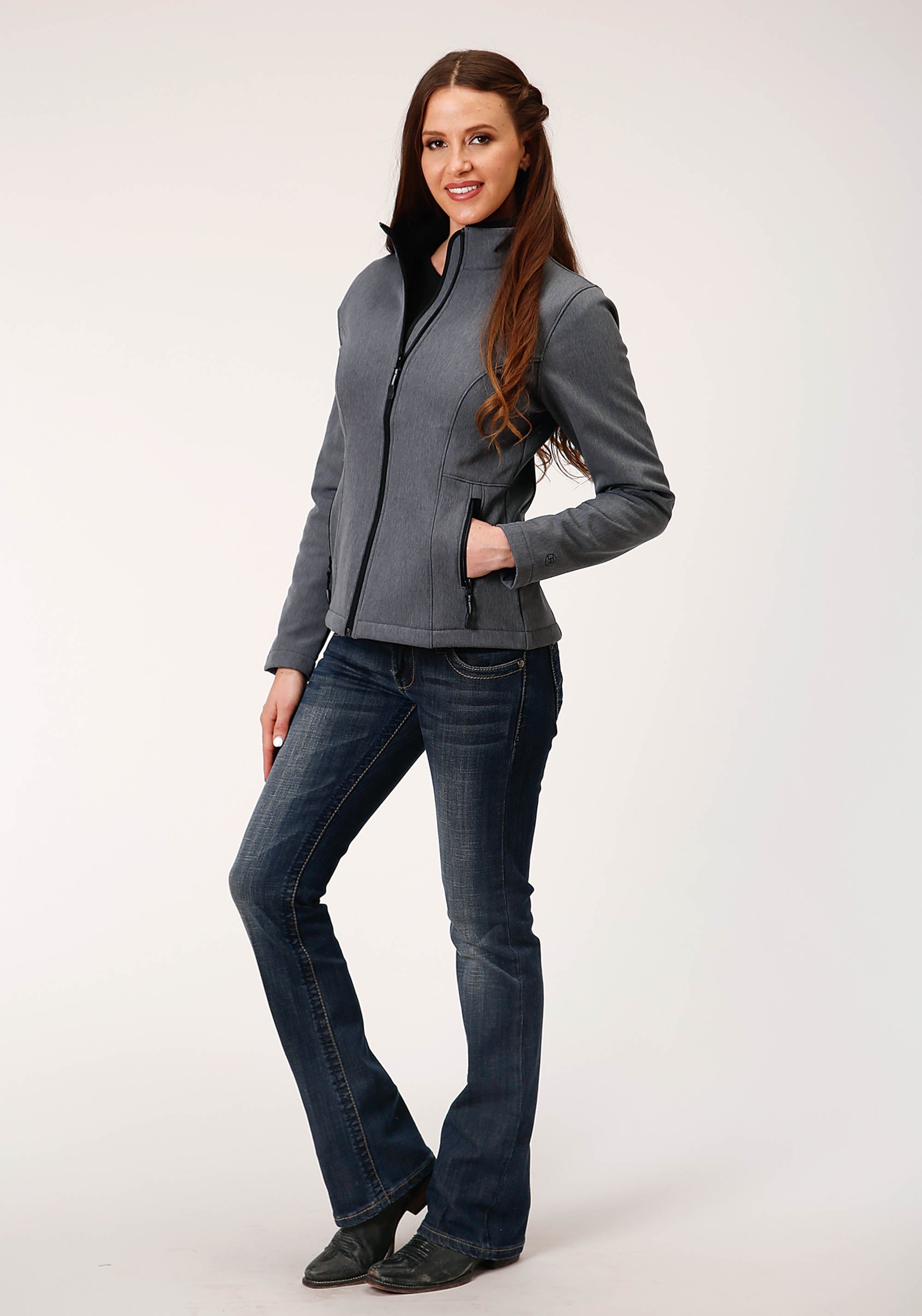 Roper Womens Heathered Grey Softshell Tech Jacket - Flyclothing LLC