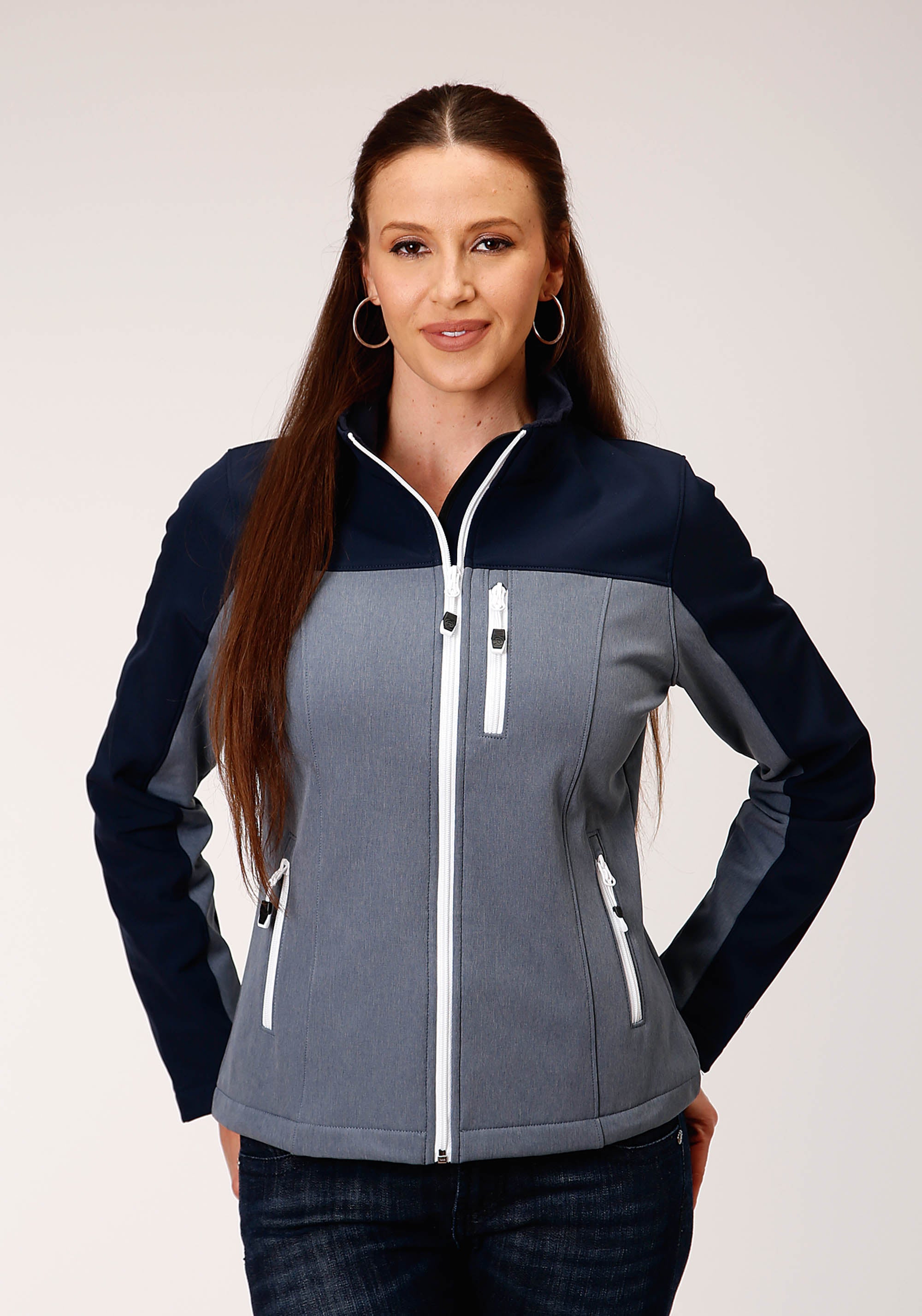 Roper Womens Pieced Navy Softshell Tech Jacket