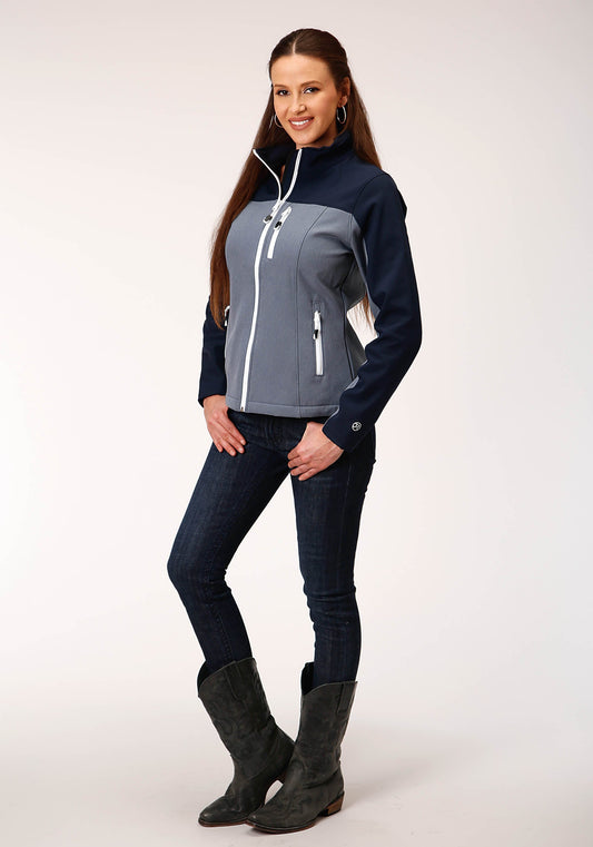 Roper Womens Pieced Navy Softshell Tech Jacket - Flyclothing LLC