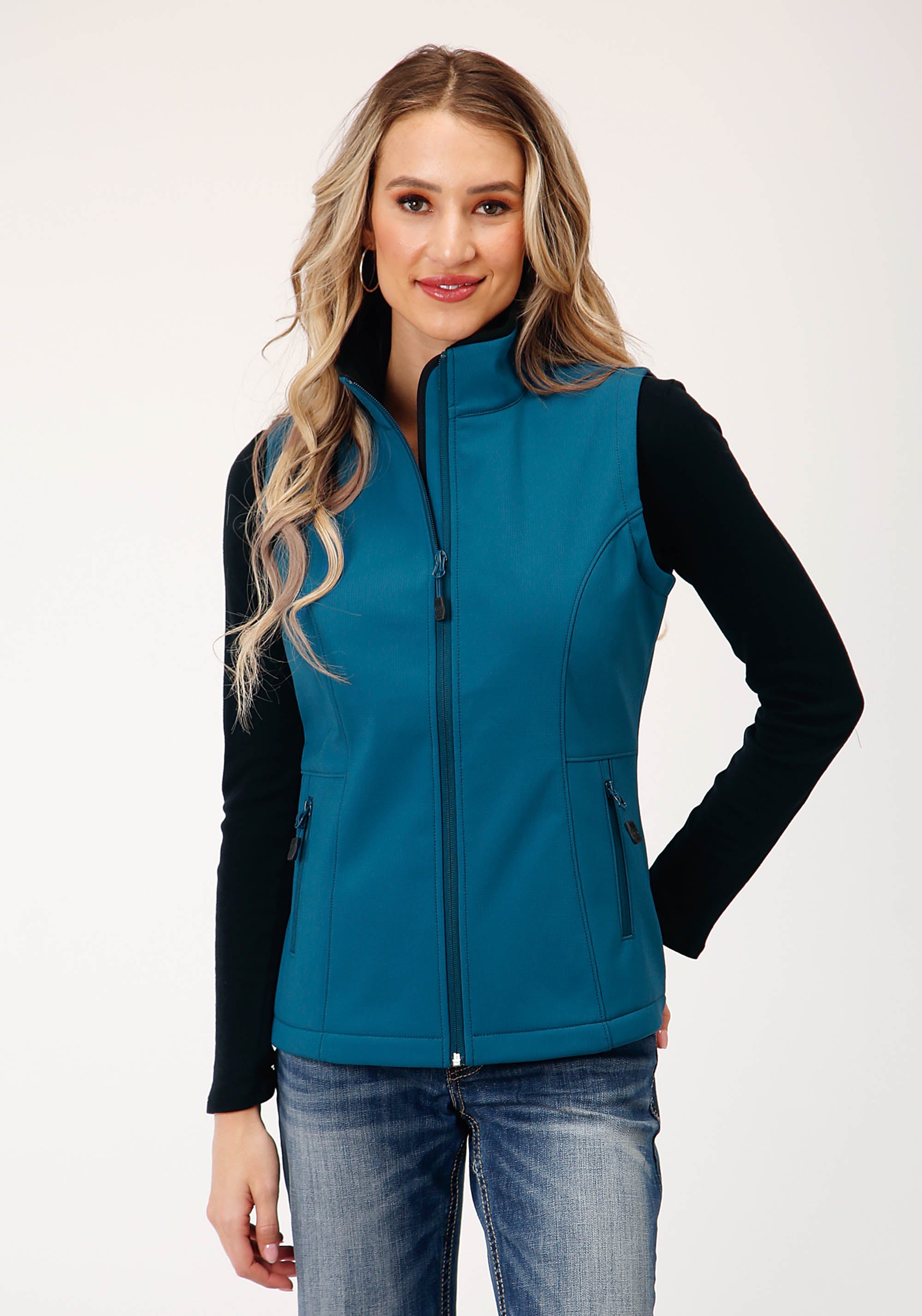 Roper Womens Tech Deep Teal Grid Soft Shell Vest