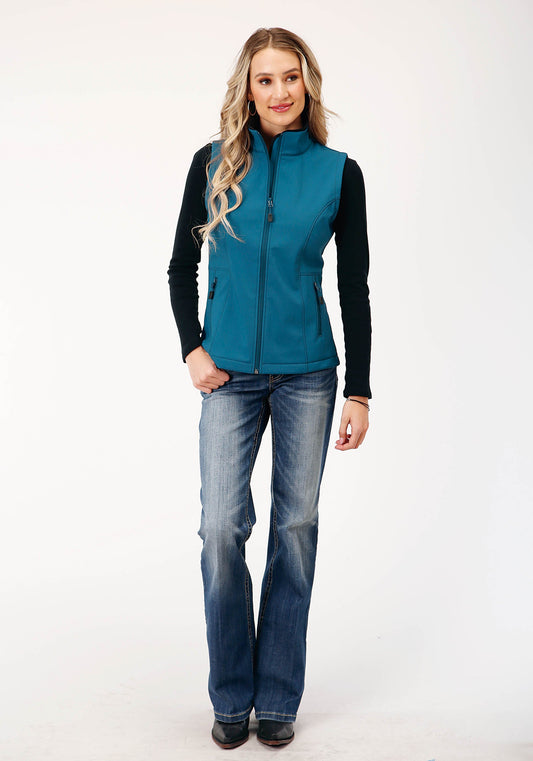 Roper Womens Tech Deep Teal Grid Soft Shell Vest - Flyclothing LLC