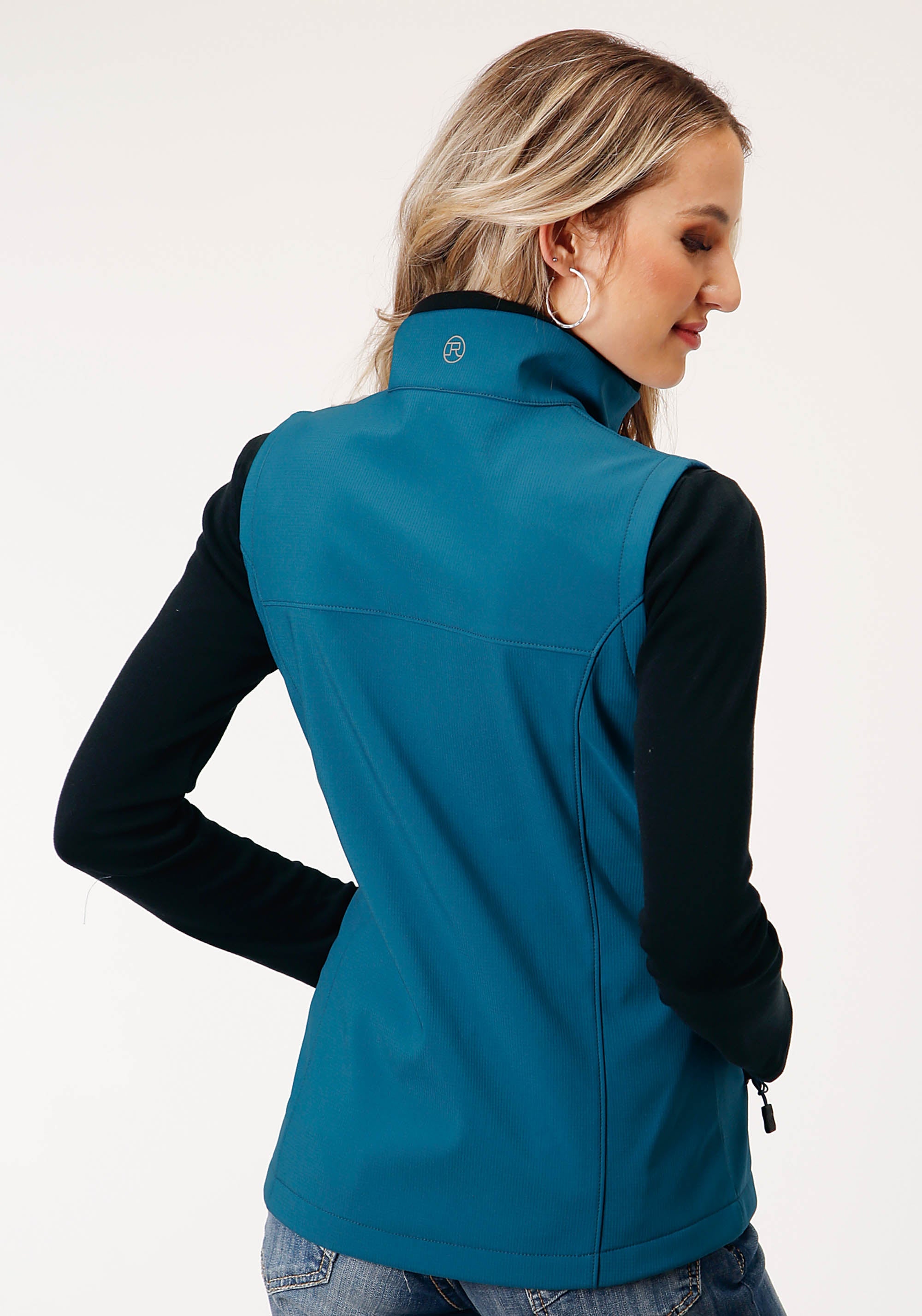 Roper Womens Tech Deep Teal Grid Soft Shell Vest - Flyclothing LLC