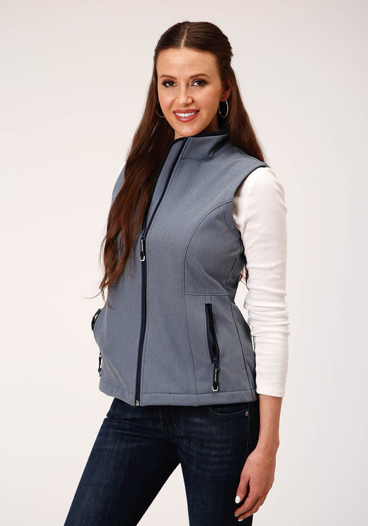 Roper Womens Tech Heathered Blue Softshell Vest