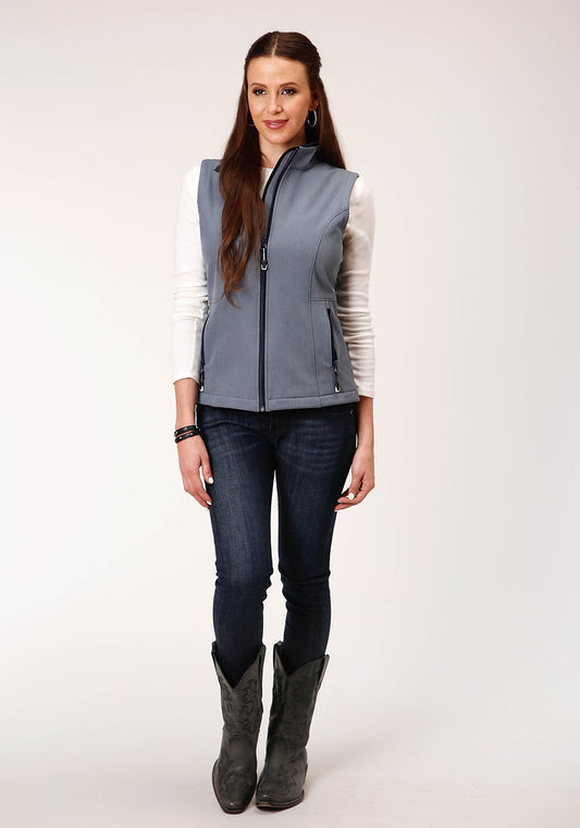 Roper Womens Tech Heathered Blue Softshell Vest - Flyclothing LLC