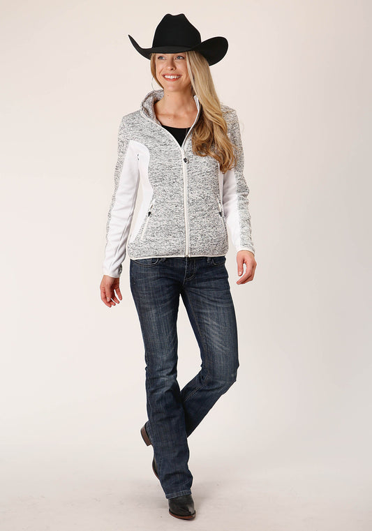 Roper Womens Cream Sweater Knit Fleece Tech Jacket - Flyclothing LLC